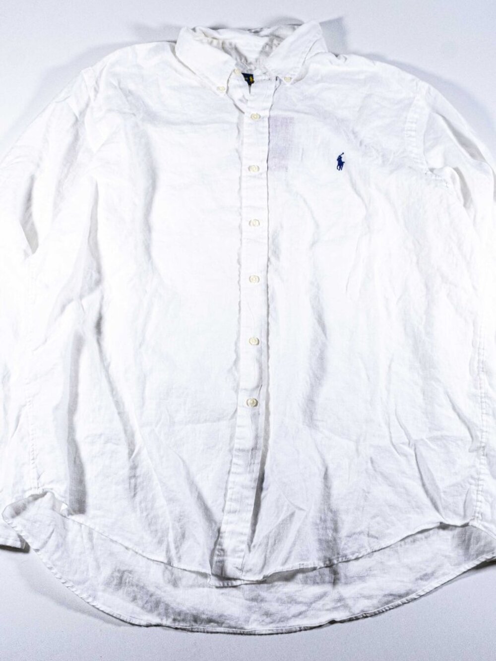 Polo Ralph Lauren White Linen Button Down Shirt Mens XXL Pony Logo Long Sleeve